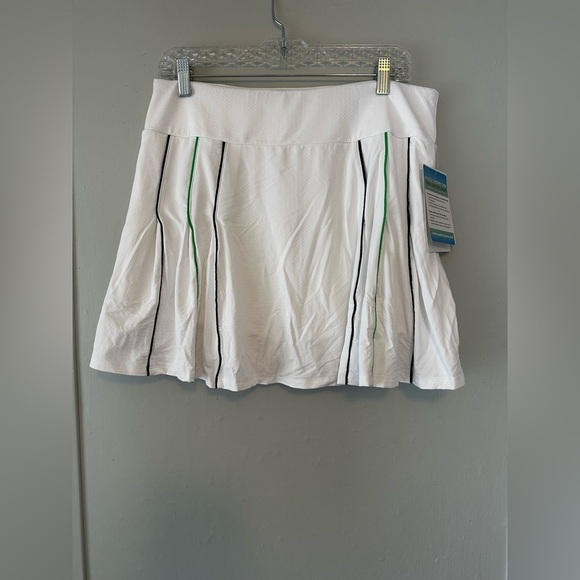 Gottex G Lifestyle UPF 50 White Skort with Navy & Green Contrast Piping Large - Picture 5 of 8